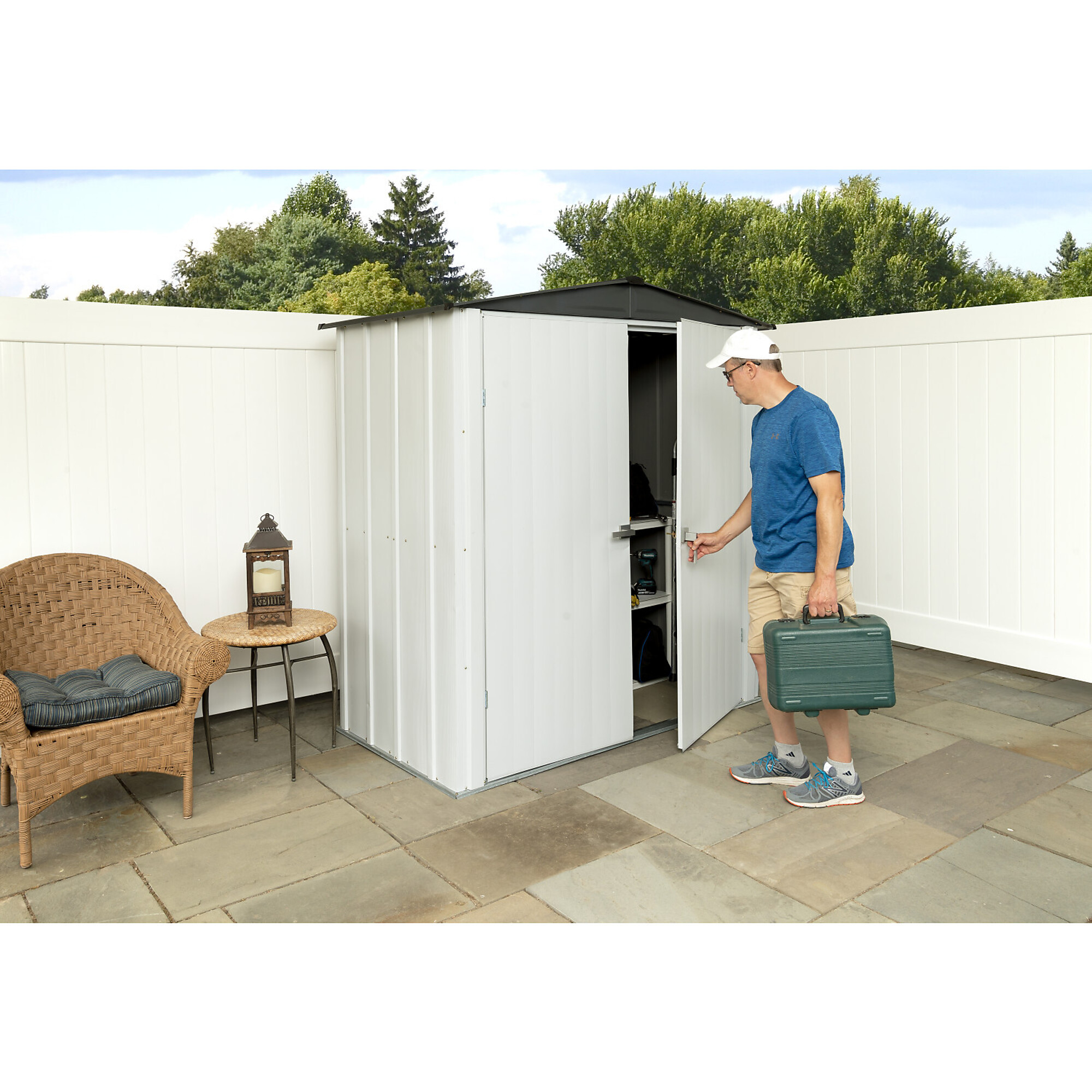 Arrow Storage Products, Spacemaker Patio Shed 6x3 Flute Grey Anthracite, Length 6 ft, Width 3 ft, Model# PS63